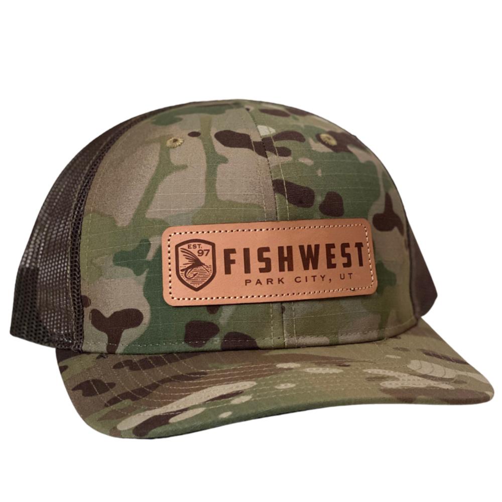 Fishwest Park City Logo Multicam Trucker Hat in Original Coyote Brown